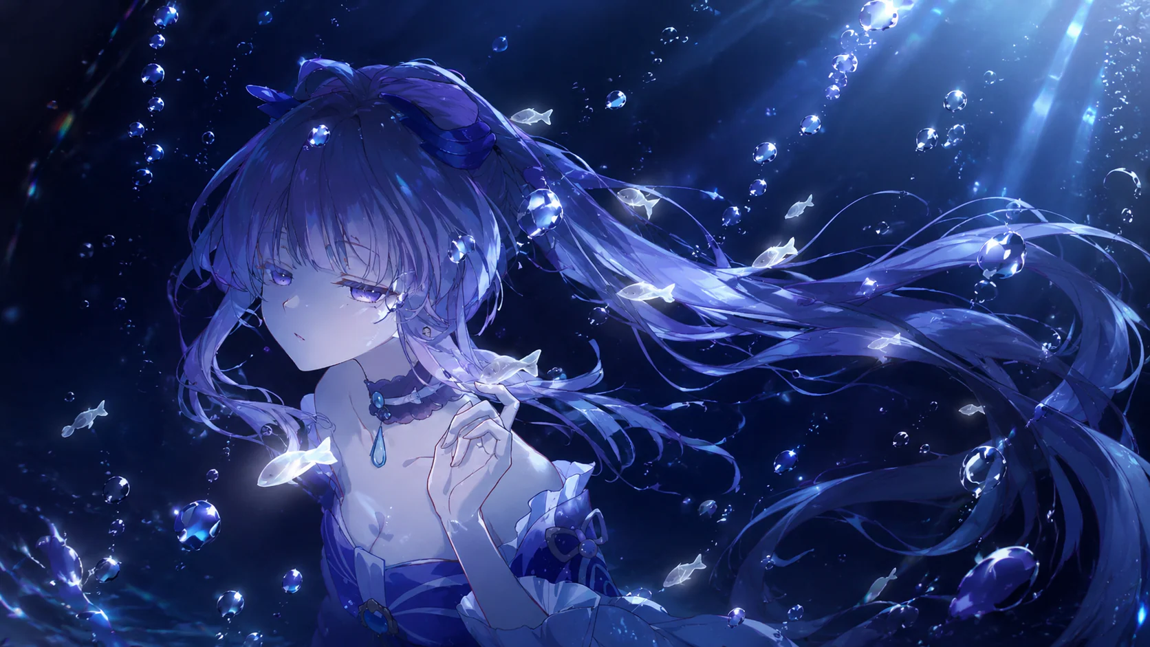 蓝色深海中的原创幻想角色品牌插图